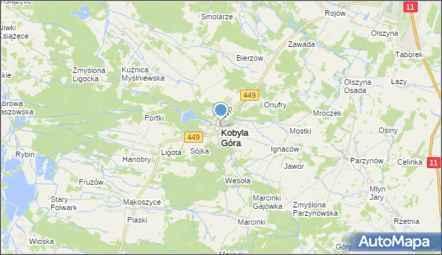 mapa Kobyla Góra, Kobyla Góra powiat ostrzeszowski na mapie Targeo